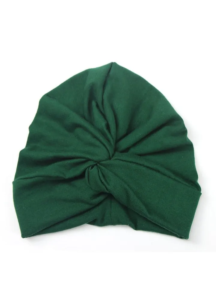 Cotton Children's Cross Headband Dark Green