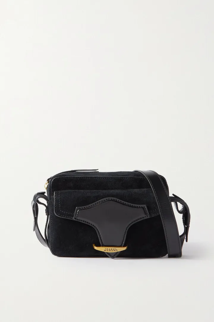 Isabel Marant - Wasy Leather-trimmed Suede Shoulder Bag - Black