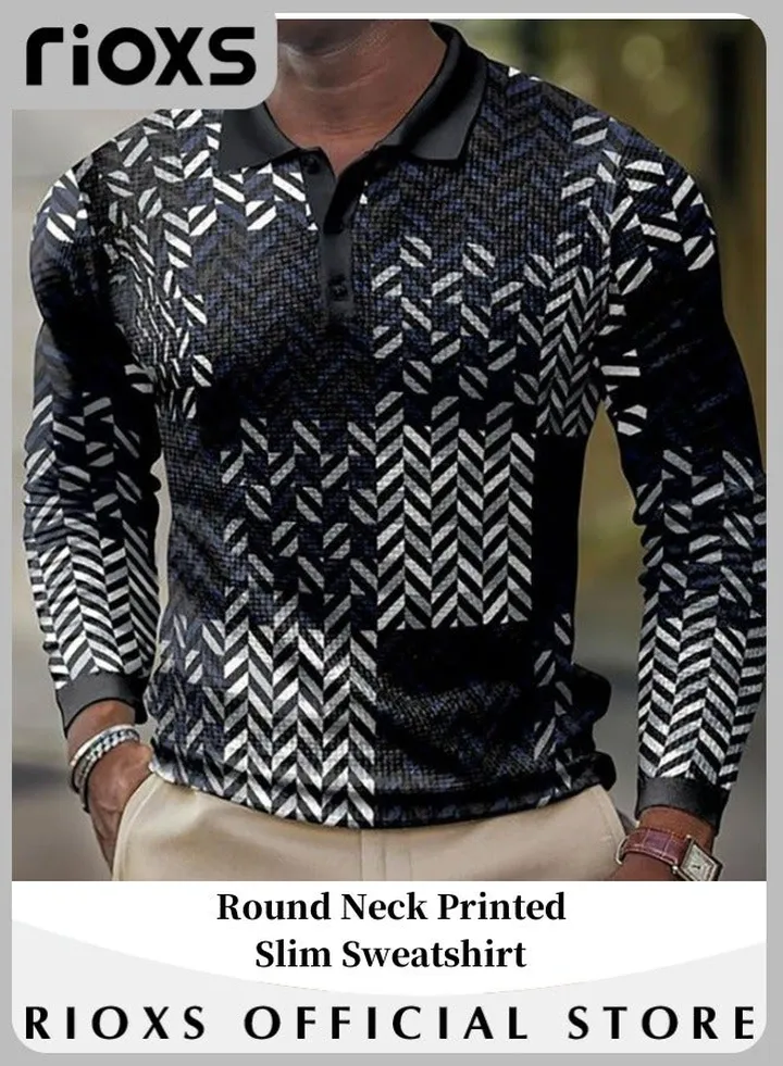 Men’s Casual Polo Slim Fit Cotton T-Shirt Long Sleeve Golf Polo Classic Basic Shirt