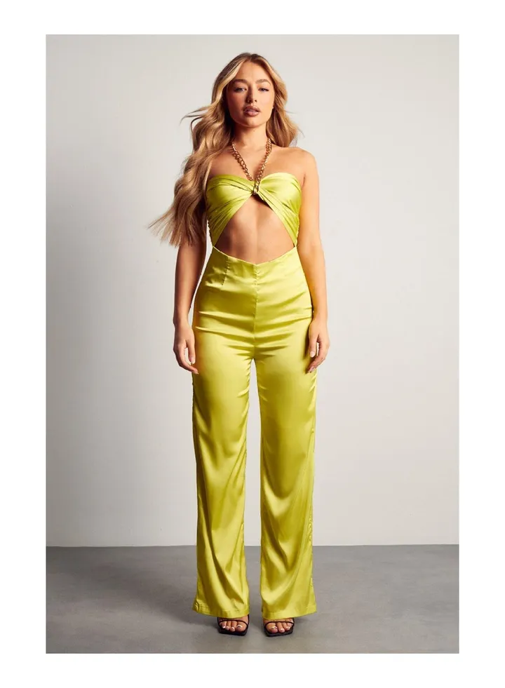 Satin Halter neck Chain Jumpsuit