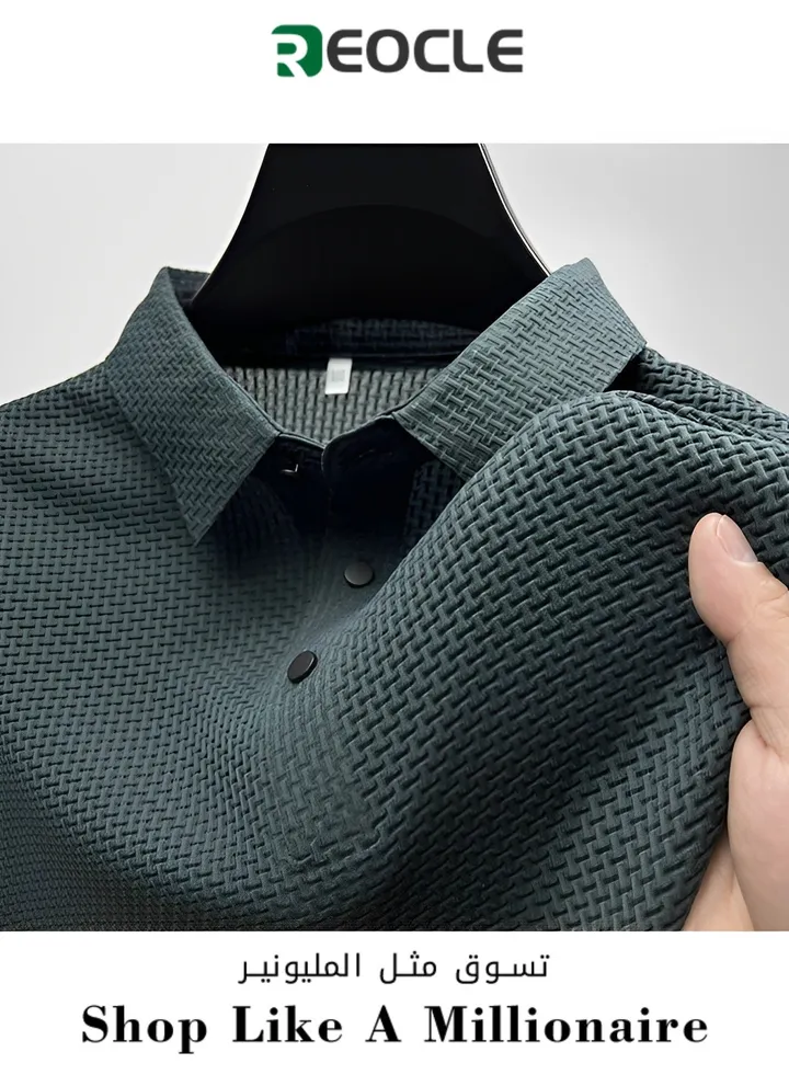 Men's Polo Shirt Mesh Ice Silk Short-sleeved T-shirt Short Sleeve Sports Golf Tennis T-Shirt Casual Collared Summer Shirt Classic Polo Shirt