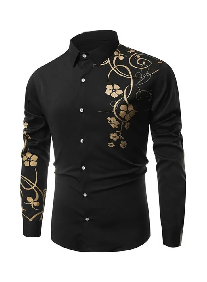 Flower Printed Shirt Black/Gold