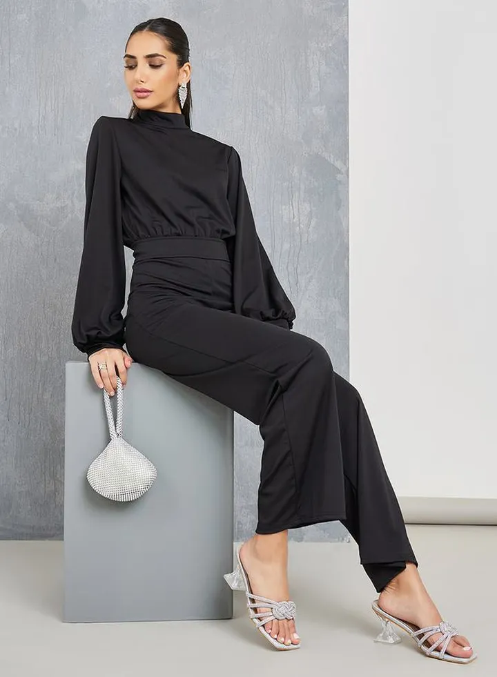 Balloon Sleeves Straight Leg Jumpsuit