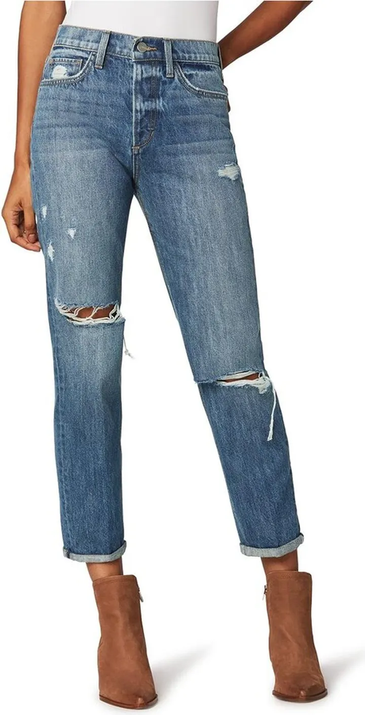 The Scout Womens Destroyed Mid-Rise Boyfriend Jeans