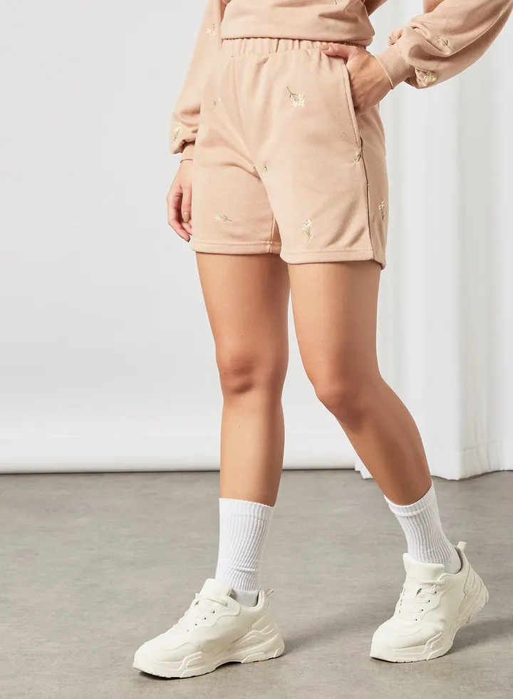 High Waist Sweatshorts Beige
