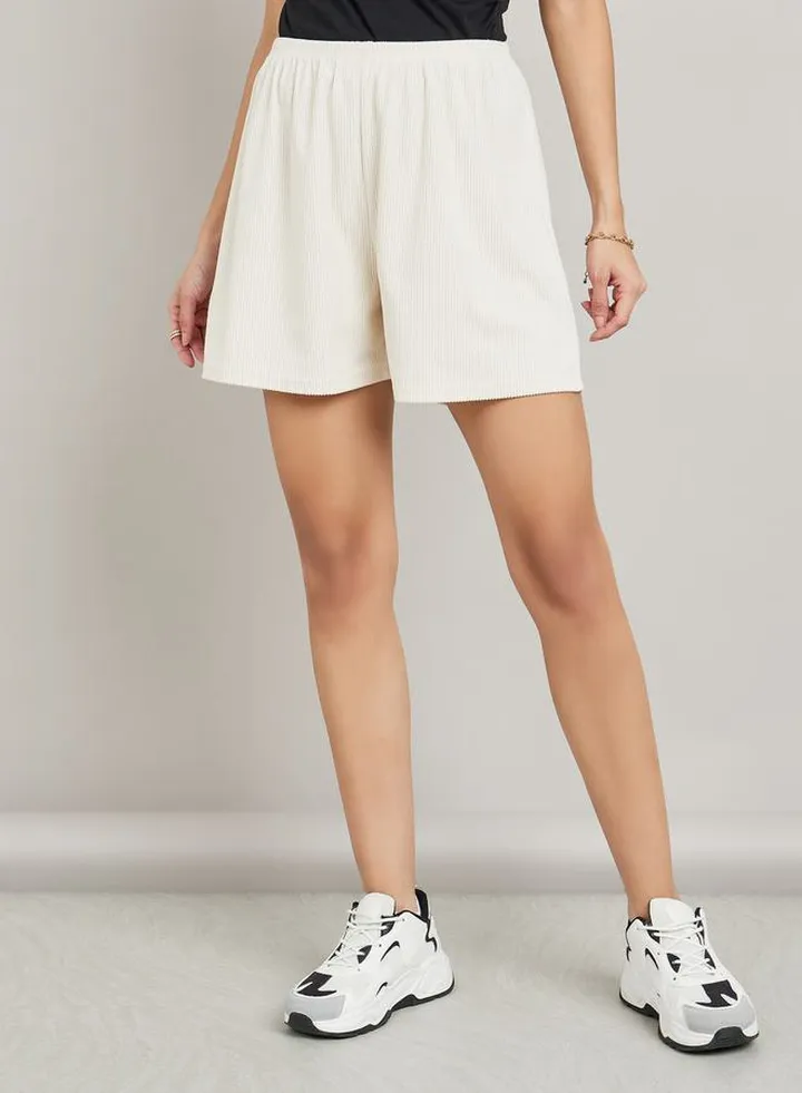 Mid Rise Elasticated Waist Thigh Shorts