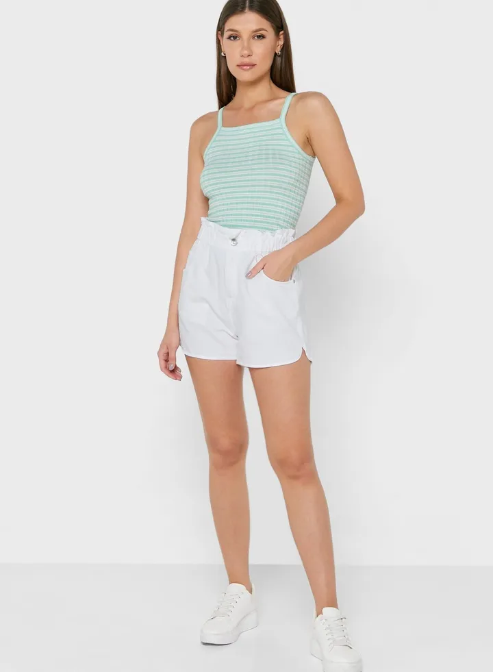 Paperbag Waist Denim Shorts