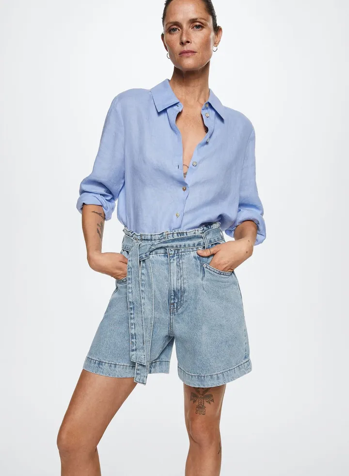 Belt Detail Denim Shorts