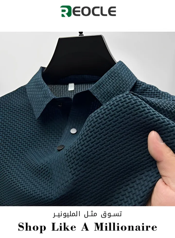 Men's Polo Shirt Mesh Ice Silk Short-sleeved T-shirt Short Sleeve Sports Golf Tennis T-Shirt Casual Collared Summer Shirt Classic Polo Shirt