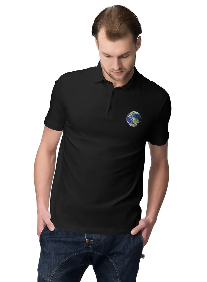 Planet Earth Printed Polo Collared T-Shirt - Wear Your Love for the Planet
