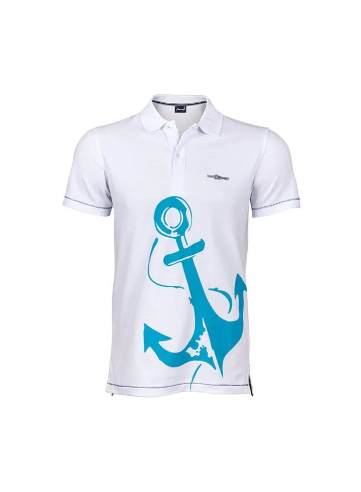 Marine White Men's Polo Collar T-Shirt X-Large