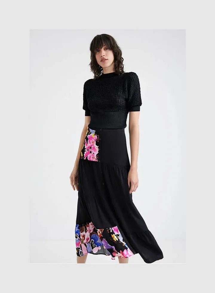 M. Christian Lacroix Long Skirt Black Print