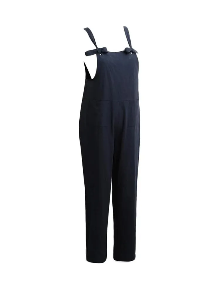 Overall Solid Sleeveless Dungaree Blue