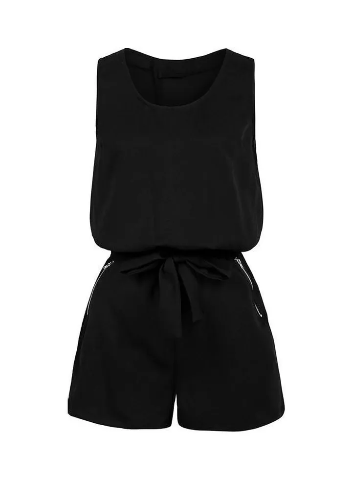 Fashionable Elegant Short Jumpsuit Black