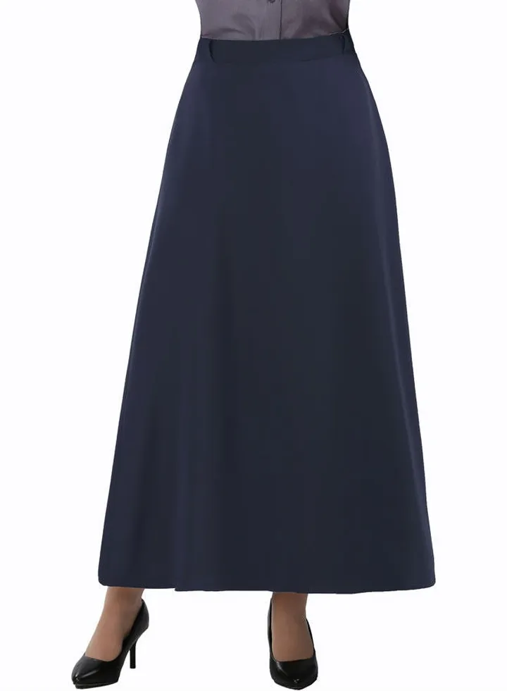 Casual Half Circle Crepe Skirt Navy Blue