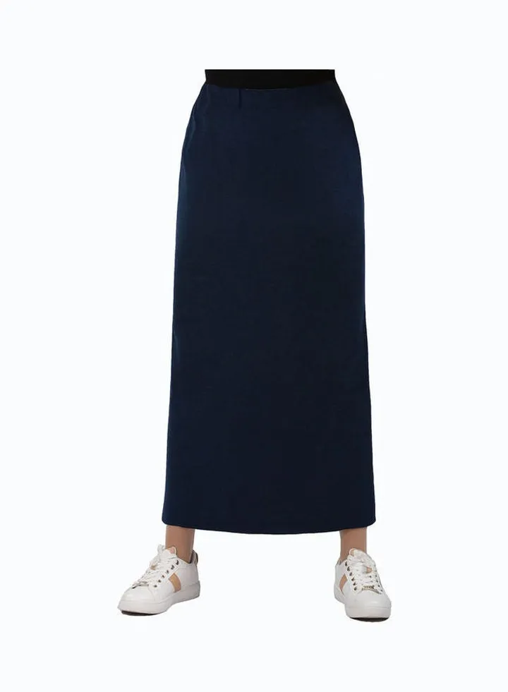 Casual Knetled A Line Skirt Navy Blue