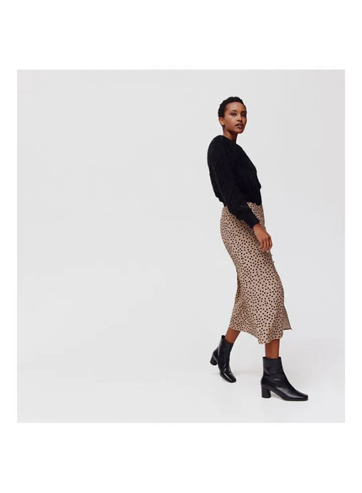 Long Patterned Skirt Beige Print