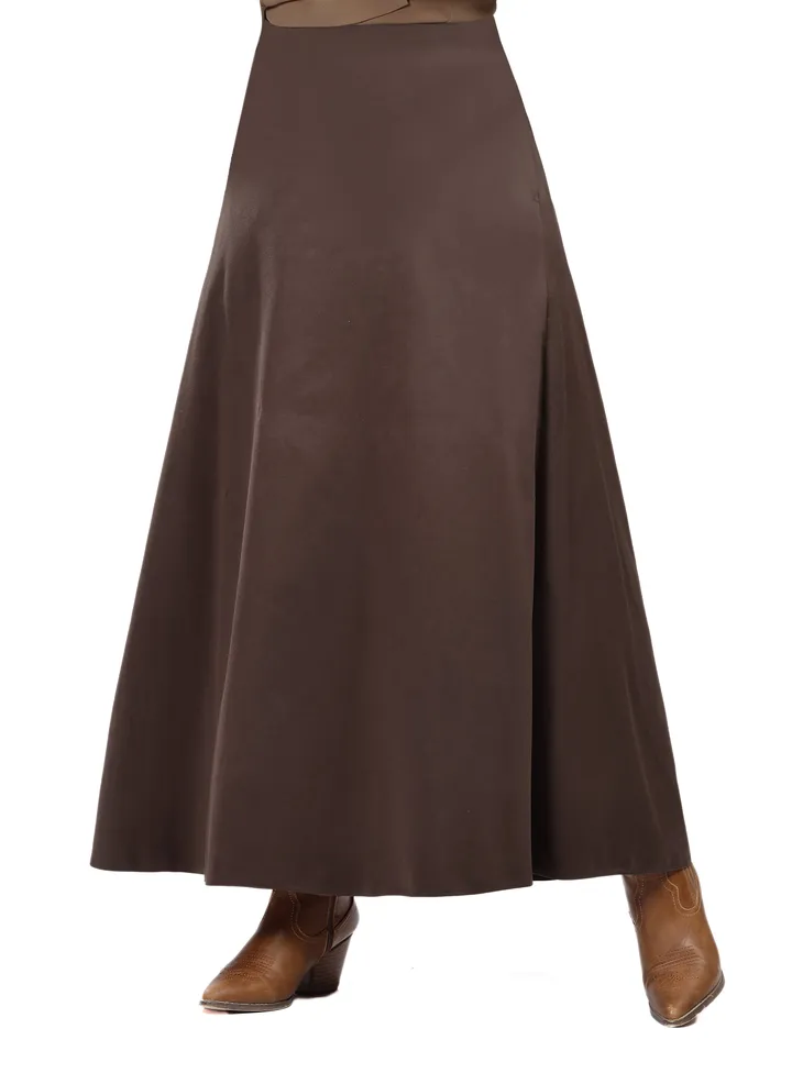 Womens Faux Suede Half Circle Skirt - Brown