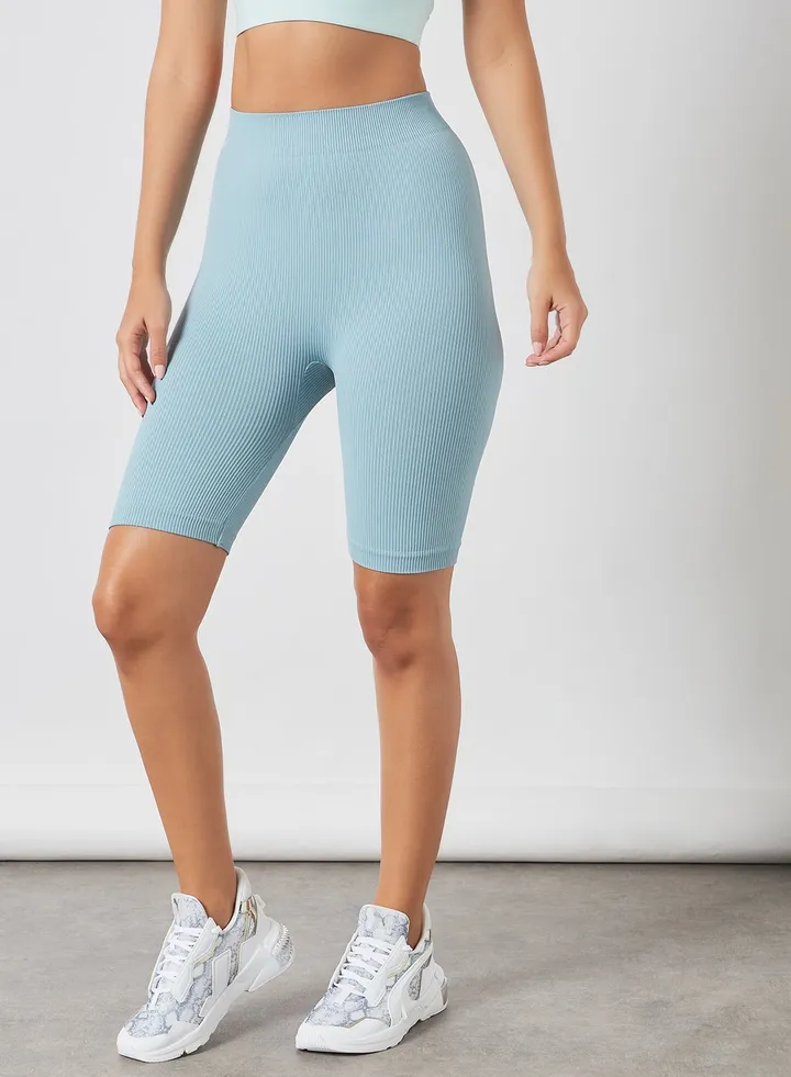 Ribbed Bike Shorts Blue
