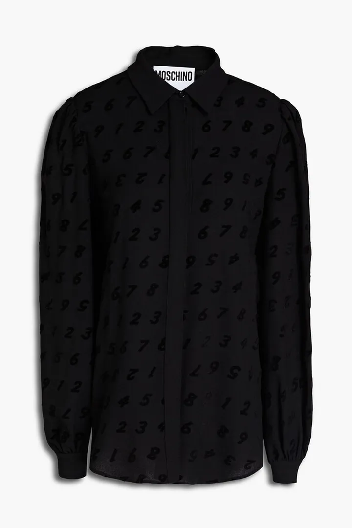 Flocked printed crepe shirt