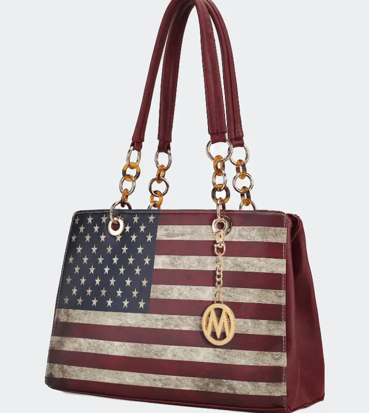 MKF Collection by Mia K Nevaeh Vegan Leather Patriotic Pattern Women’s Shoulder Bag - Red