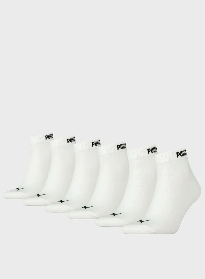6 Pack Of Logo Print Socks White/Black