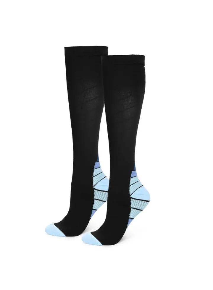 Colourblock Pattern Calf Length Sports Socks Black/Blue