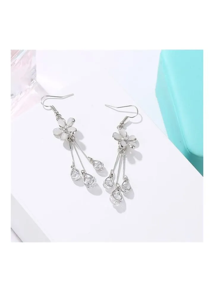 Cat Eye Crystal Five-petal Flower Earring