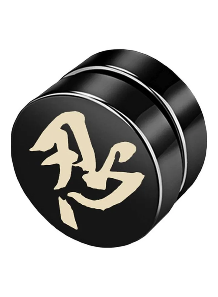 Titanium Steel Magnet Earrings Black/Beige