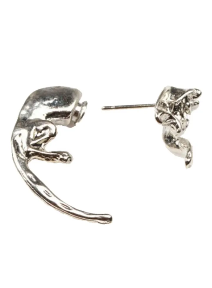 Alloy Long Tail Fox Stud Earrings
