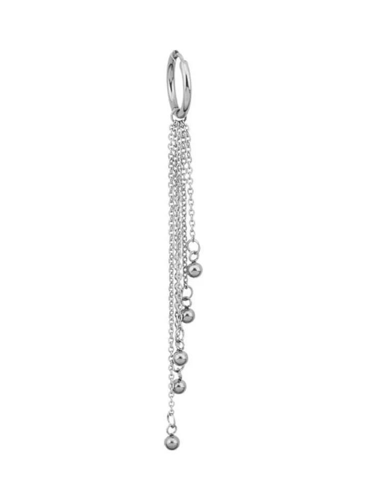 Unisex Bead Tassel Dangle Ear Stud Clip Earring