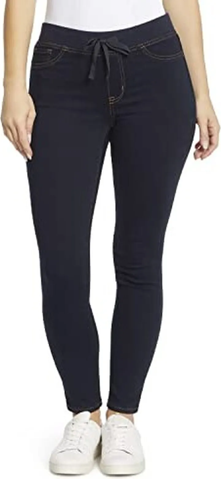l.e.i. Junior's Dorm Pull On Tie Detail Knit Denim Jegging