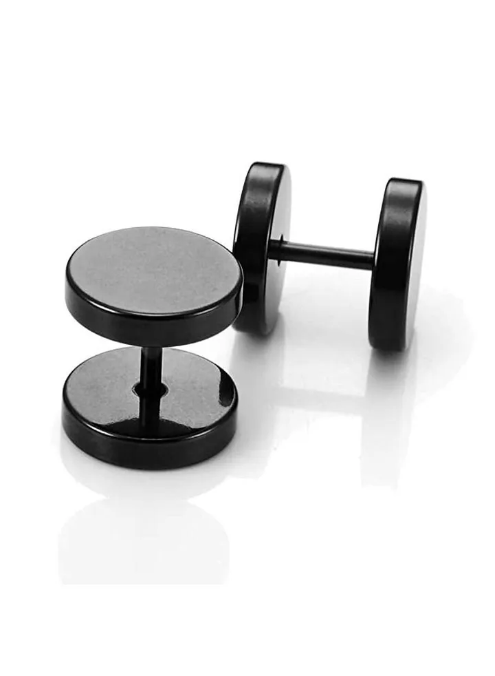 Men Women Round Steel Piercing Stud Earrings 10mm