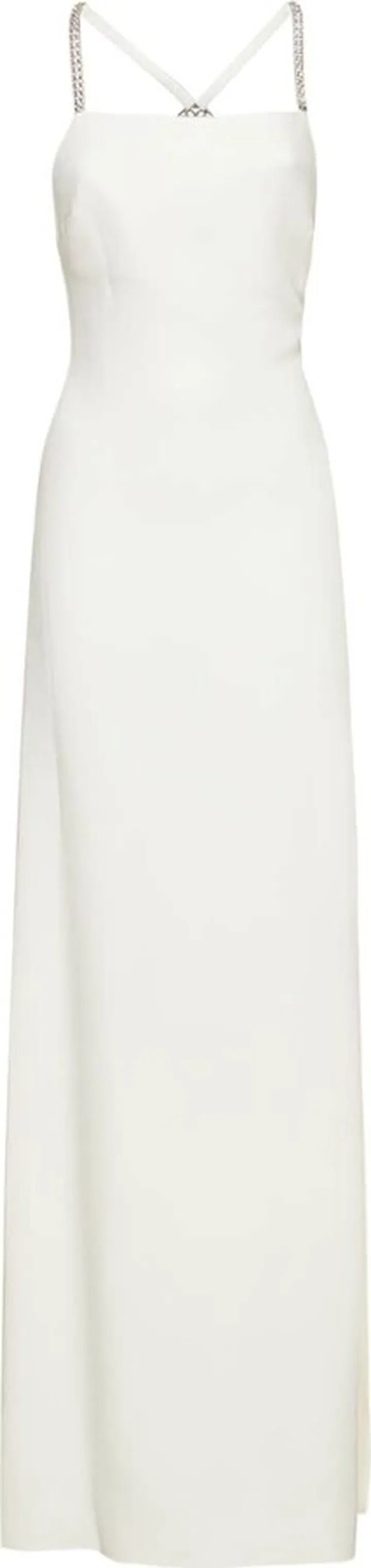 Crepe embellished straps long dress