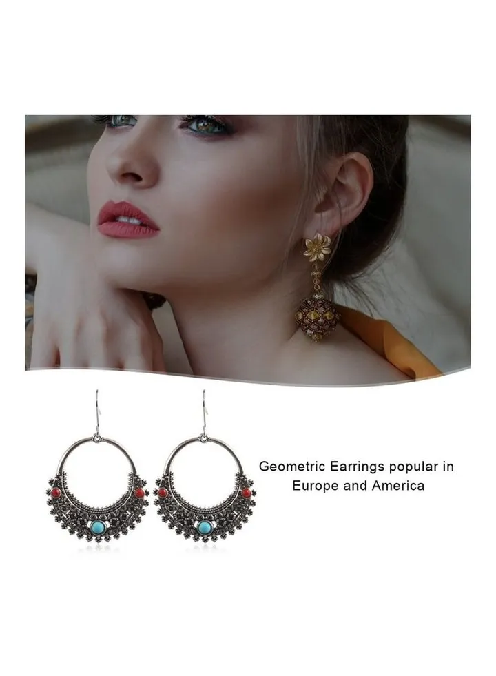 Geometric Bohemian Ethnic Style Silver Retrocreative Earrings