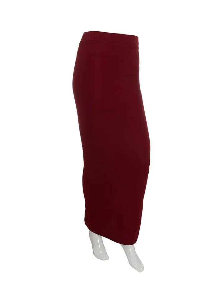 Skinny Long Stretchable Skirts Maroon
