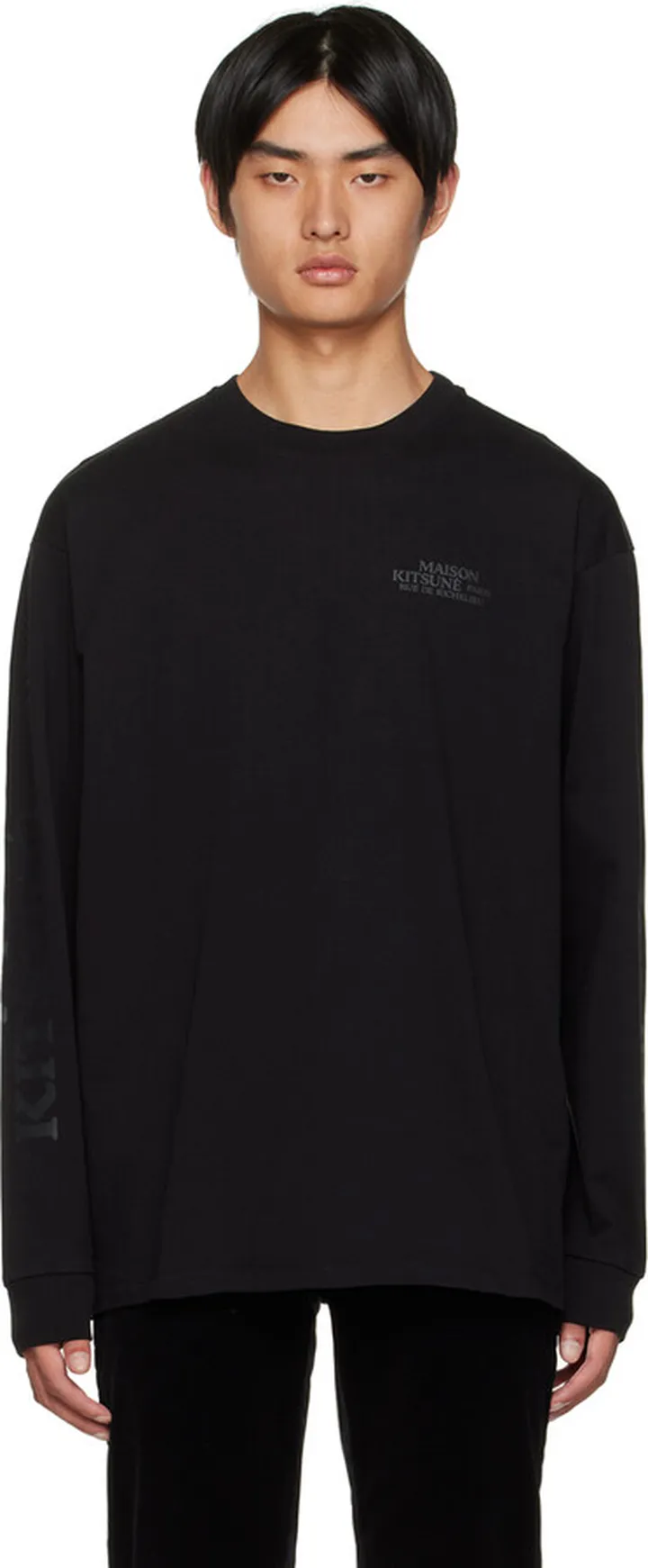 Maison Kitsuné Black Rue Richelieu Long Sleeve T-Shirt