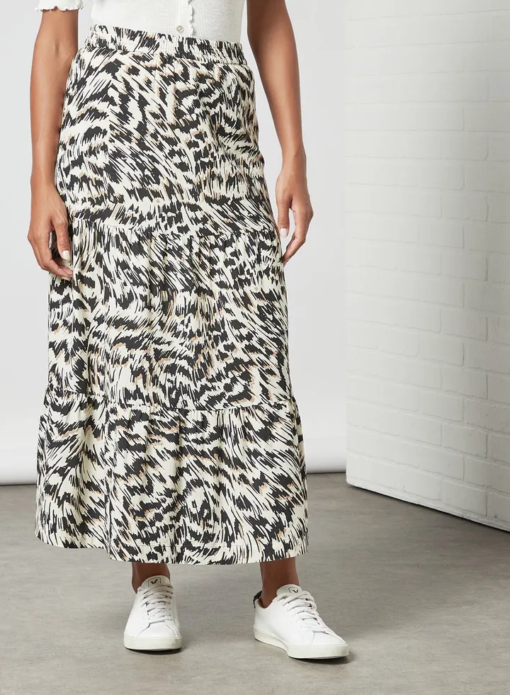 All-Over Print Skirt Beige