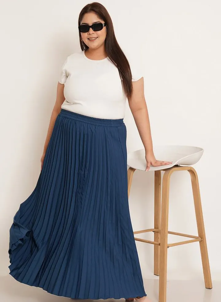 Plus Accordion Pleated Maxi Skirt