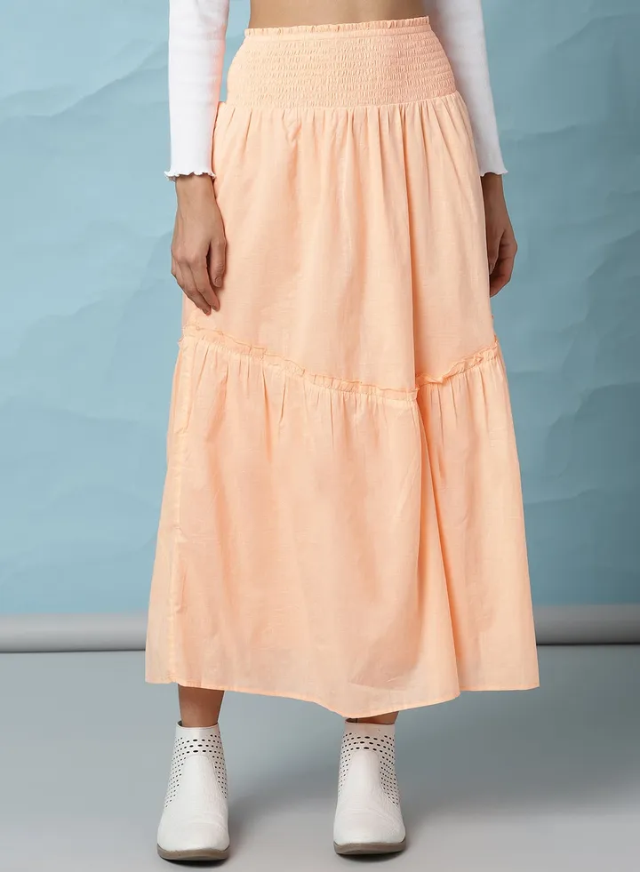 Casual Maxi Skirt Orange