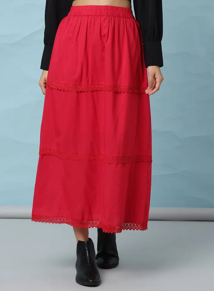 Casual Maxi Skirt Maroon
