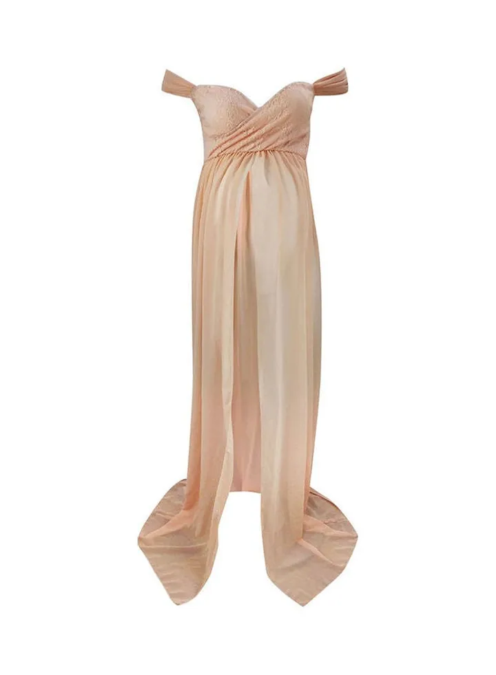 Trail Long Maternity Dress Pink