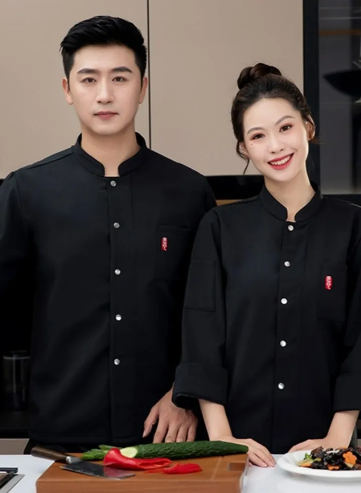 Restaurant chef uniform kitchen long sleeve overalls shirt