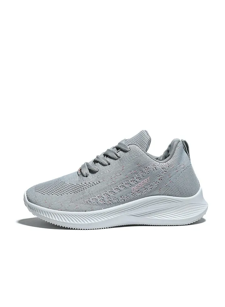 Sportive Lace-Up Sneakers For Women - Grey
