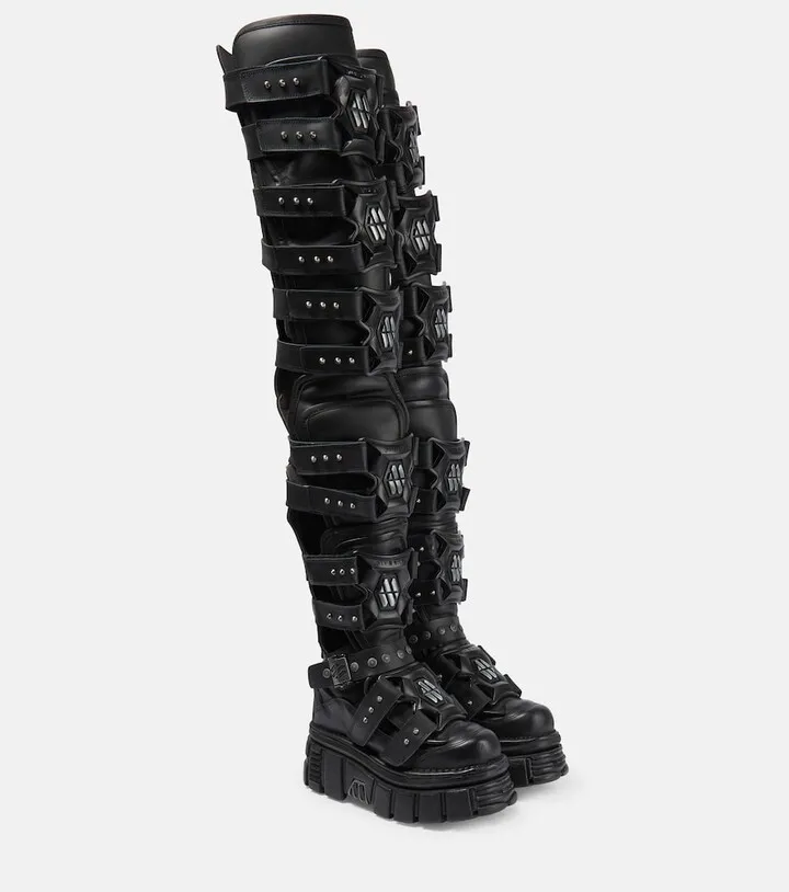 x New Rock leather platform boots