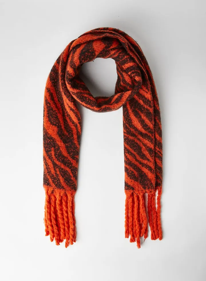 Patterned Knit Scarf Red Clay