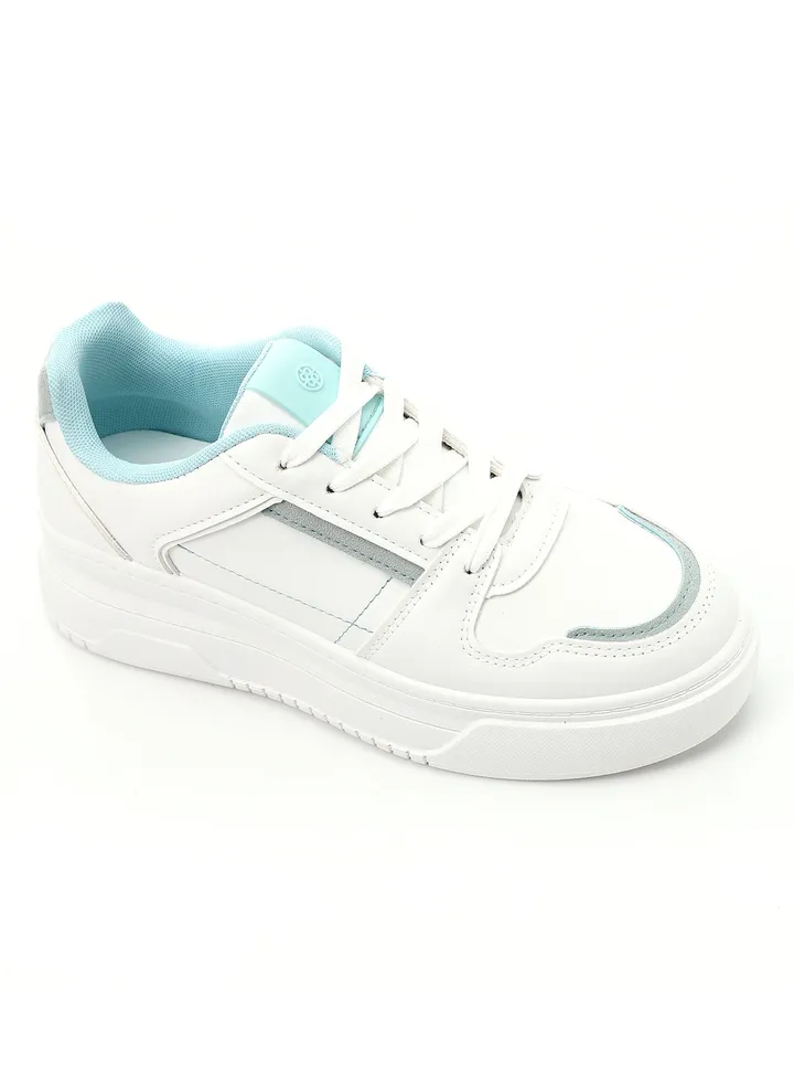 Round Toecap Details Lace Up Sneakers