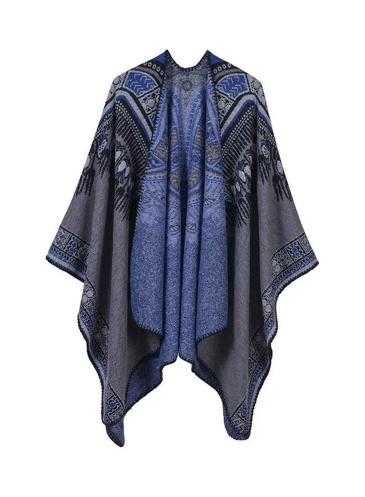 Women Shawl Poncho Faux Cashmere Multicolour