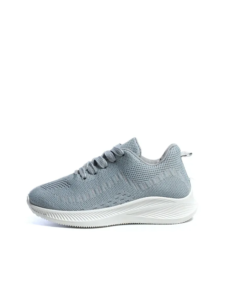 Sportive Lace-Up Sneakers For Women - Grey