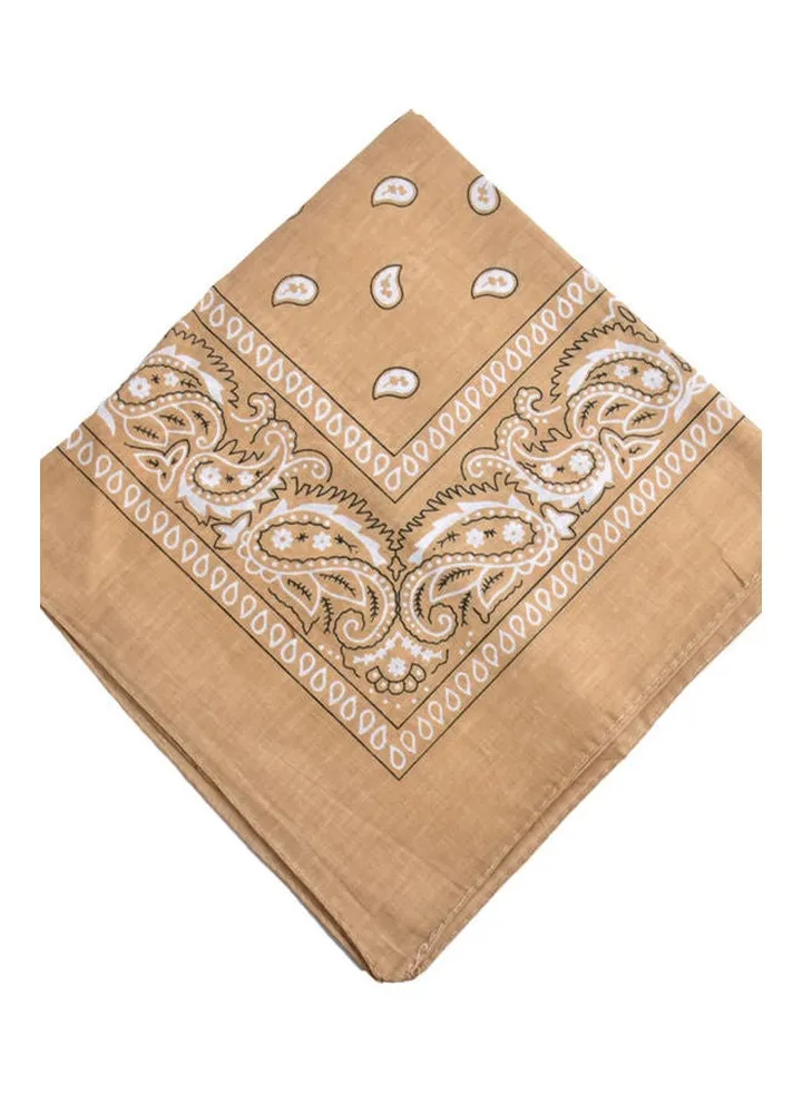 Retro Print Square Scarf Beige / White